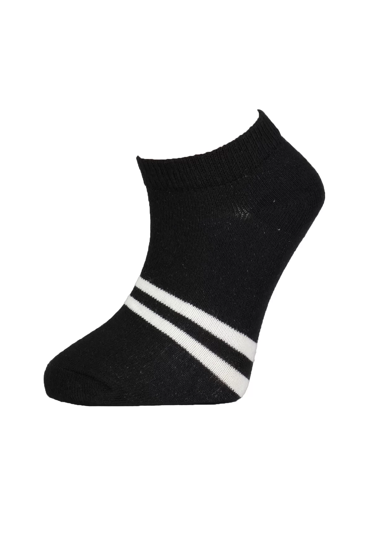 Çizgili 2'li Yaş Patik Çorap Siyah - Görsel 2
