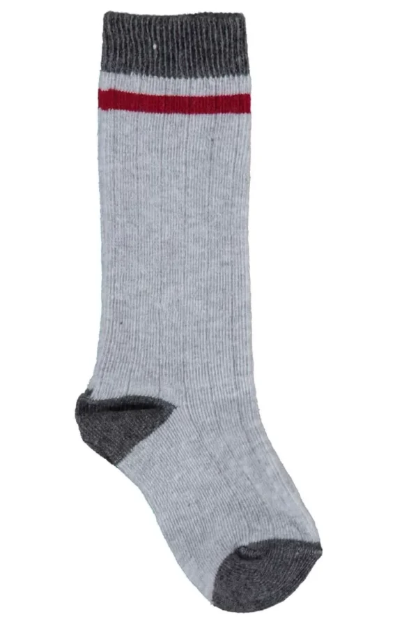 Çizgili Dizaltı Yaş Çorap  Gri