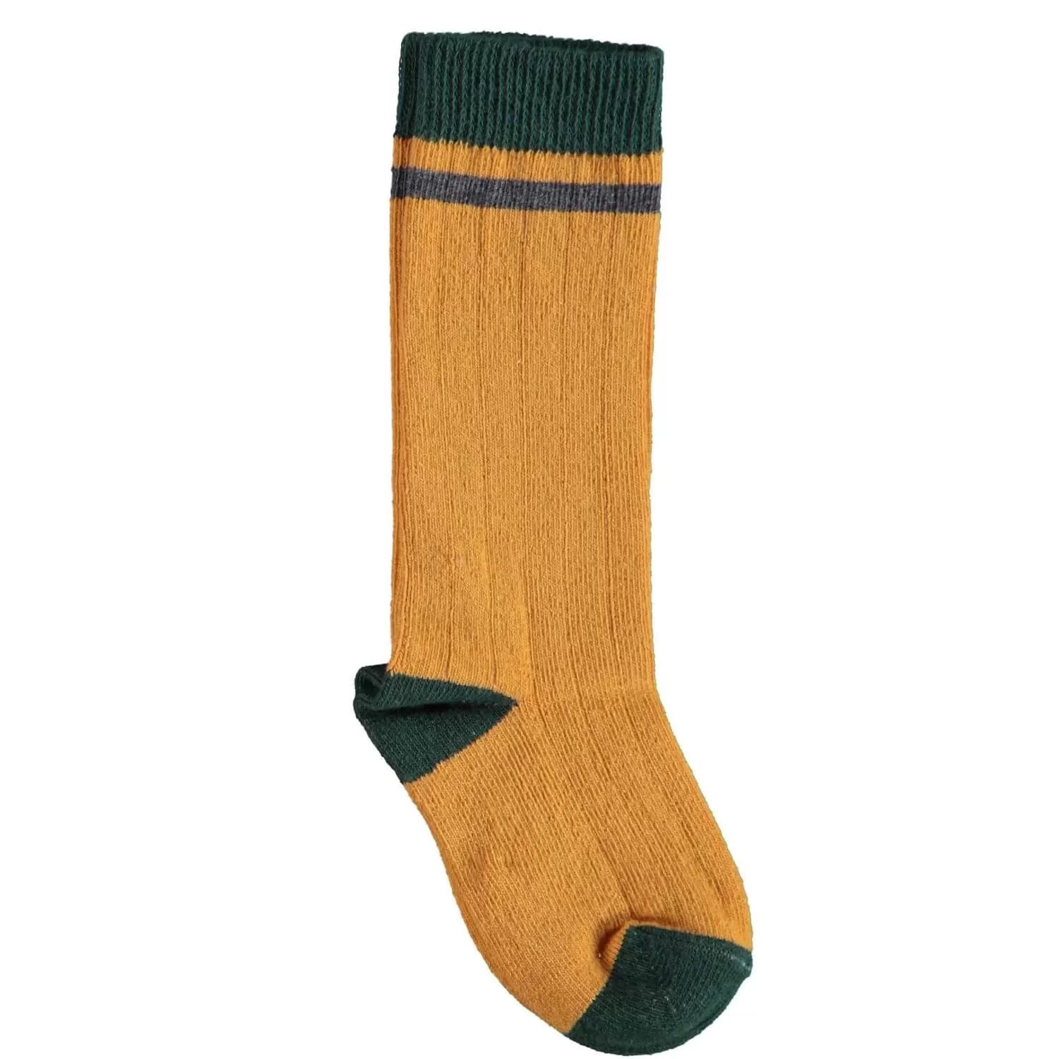 Çizgili Dizaltı Yaş Çorap Hardal - Görsel 2