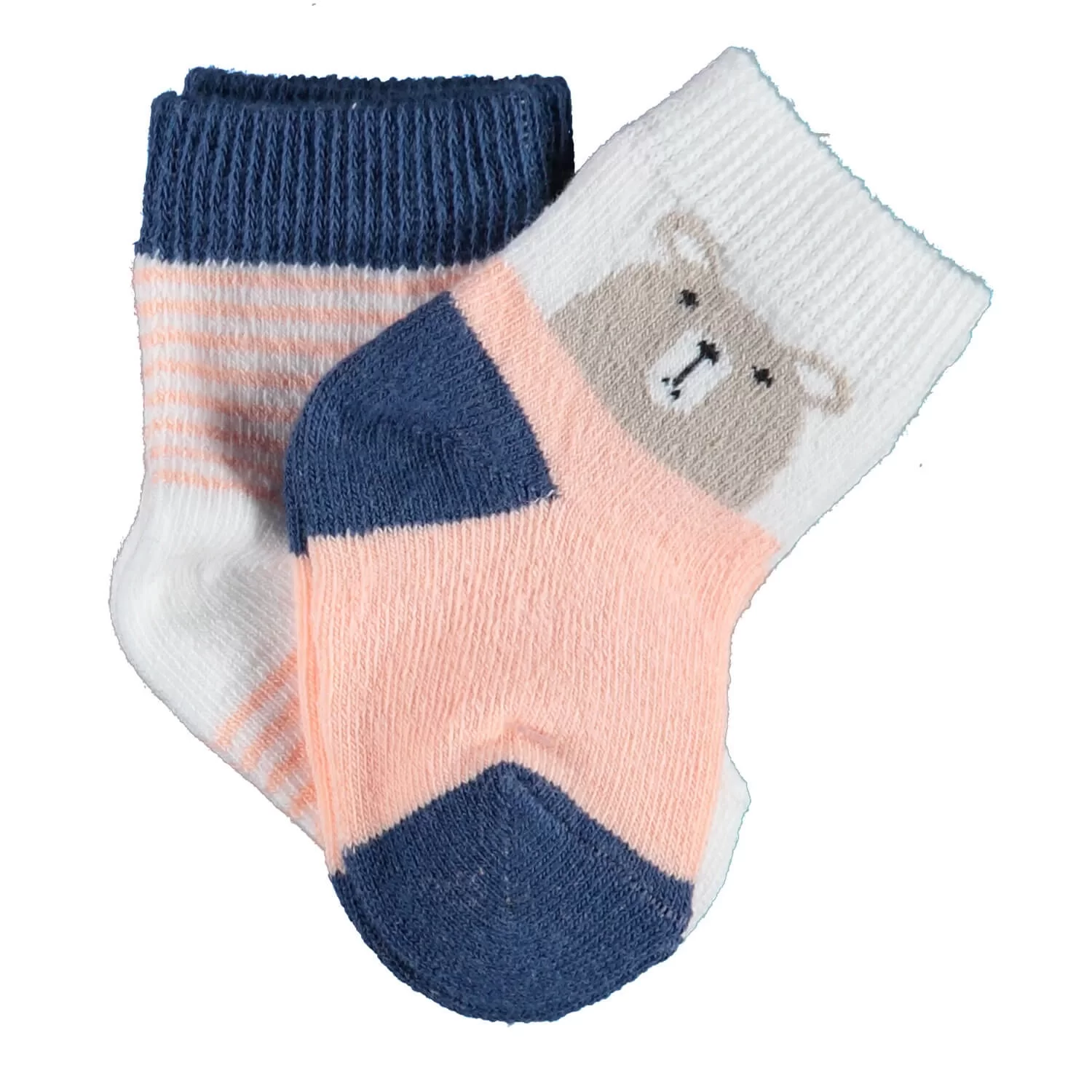 Hello Teddy Bear 2'li Kız Çorap Ekru Somon - Görsel 2