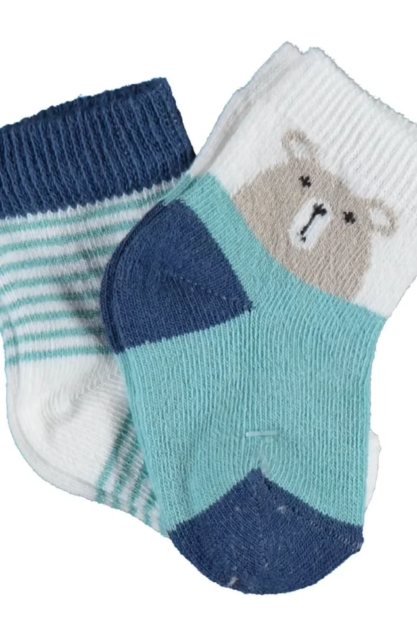 Hello Teddy Bear 2'li Kız Çorap Ekru Yeşil