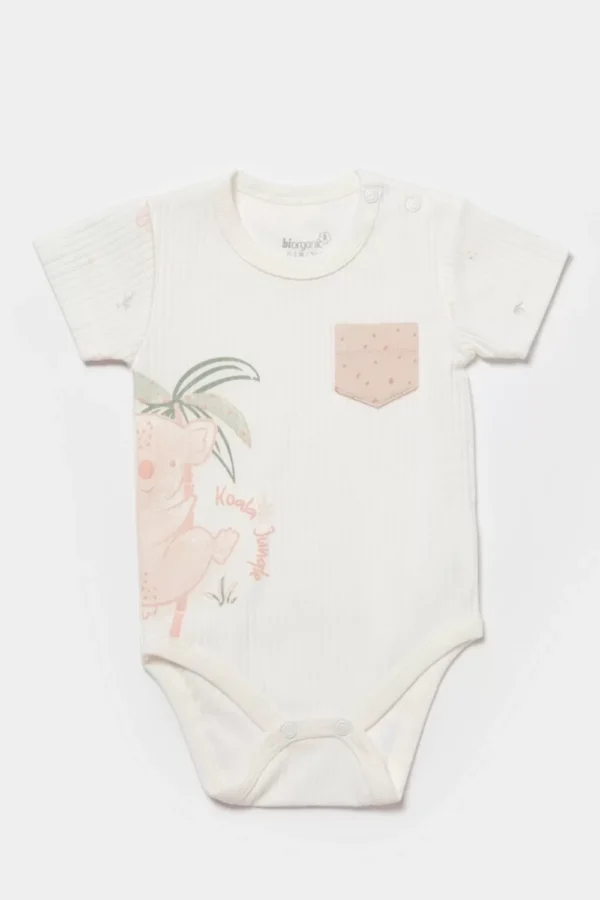 Koala Jungle Kısa Kol Bebek Body  Pembe