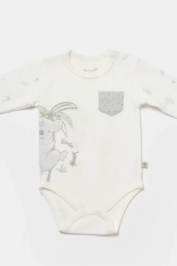 Koala Jungle Uzun Kol Bebek Body  Gri