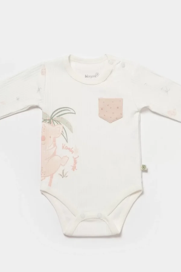 Koala Jungle Uzun Kol Bebek Body  Pembe