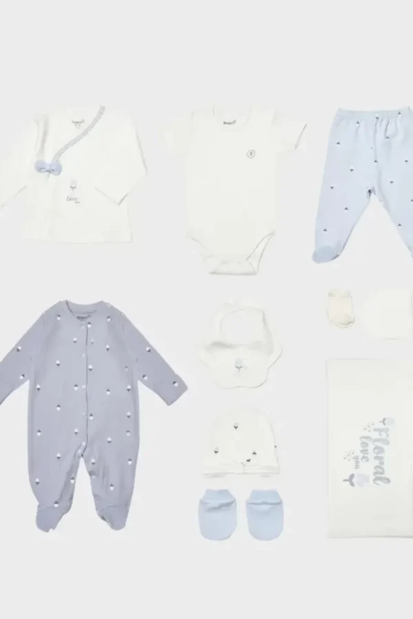 Love Floral 10 Parça Hastane Çıkış Seti  Ekru Lila