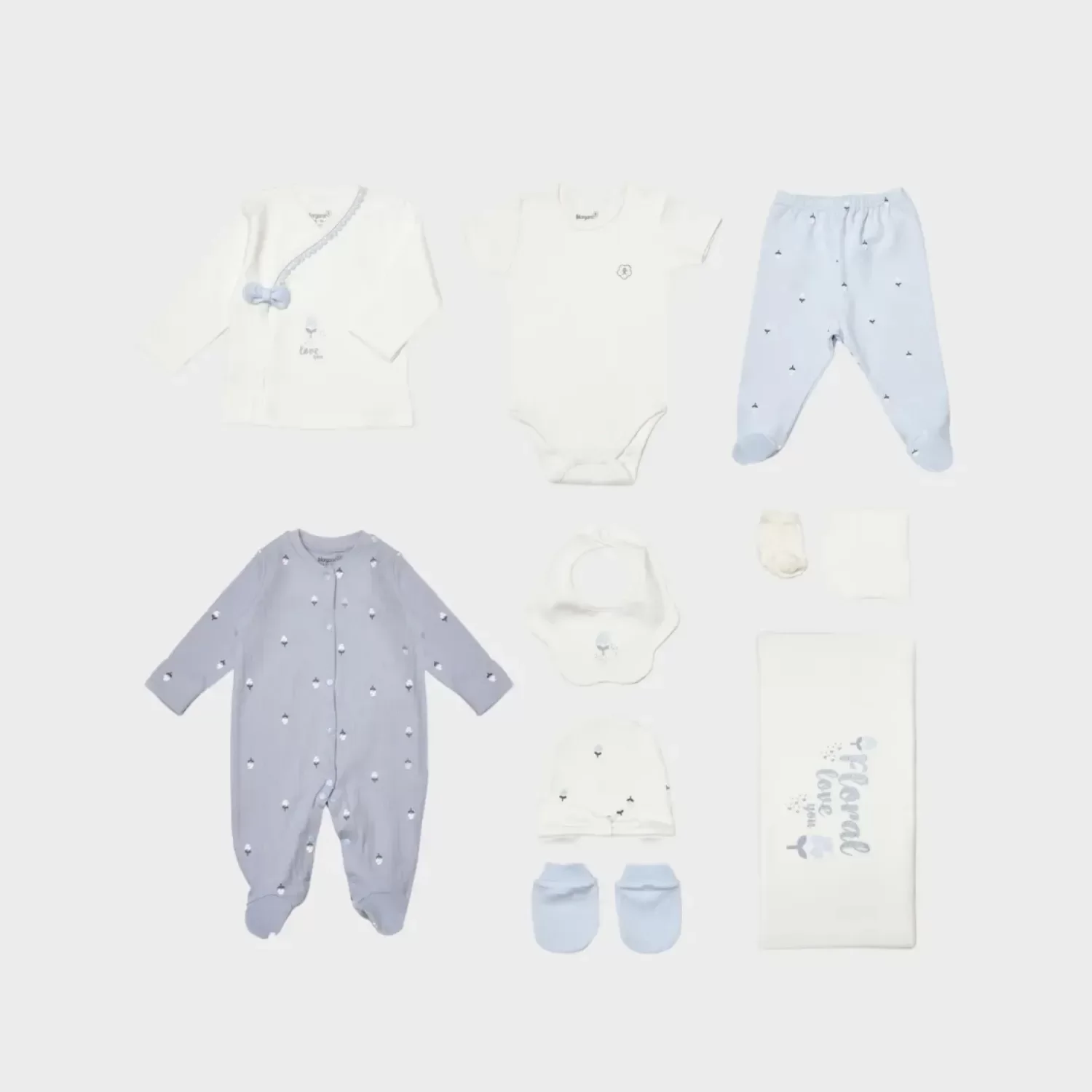 Love Floral 10 Parça Hastane Çıkış Seti Ekru Lila