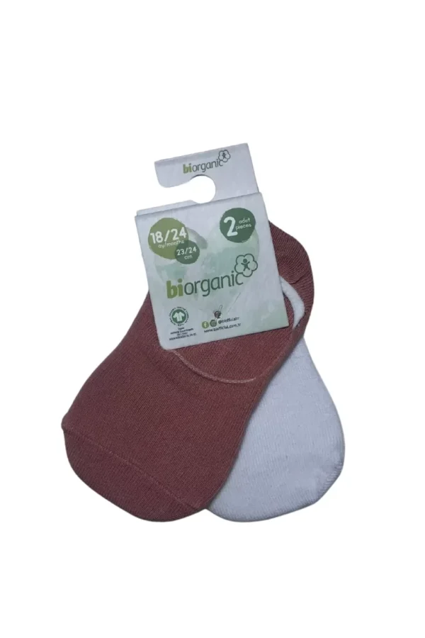 Bibaby Biorganic New Basic Kız 2'li Babet Çorap 68486 Gülkurusu Beyaz