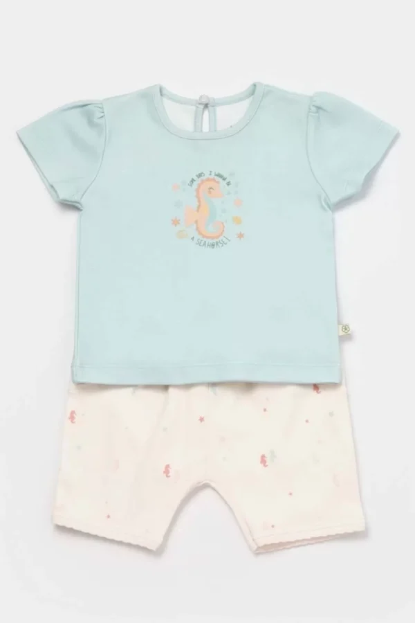 Save The Seahorse 2'li Bebek Takım  Bej-mint