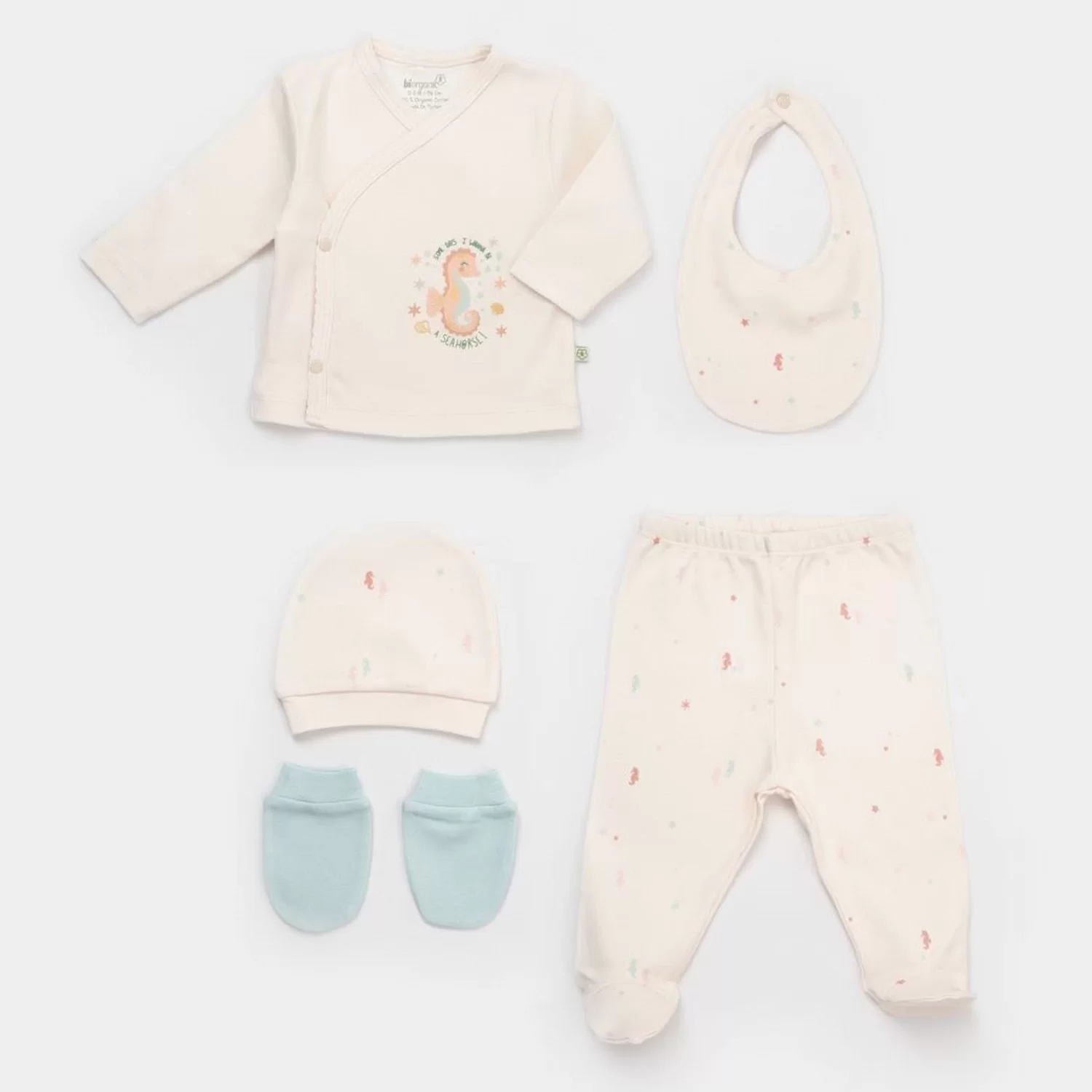 Save The Seahorse 5'li Hastane Çıkış Seti Bej-mint