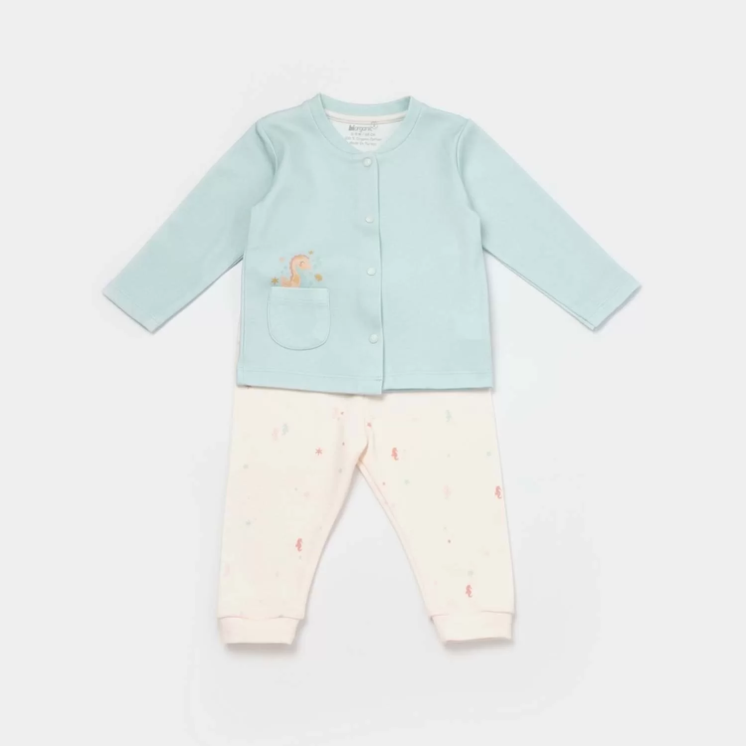 Save The Seahorse Bebek Pijama Takımı Bejmint - Görsel 2