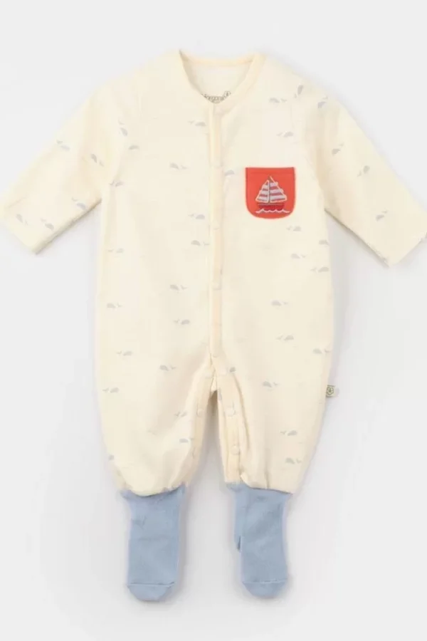 Bibaby Biorganic Sun Lets Sail Çoraptolon Tulum 60751 Ekru Mavi