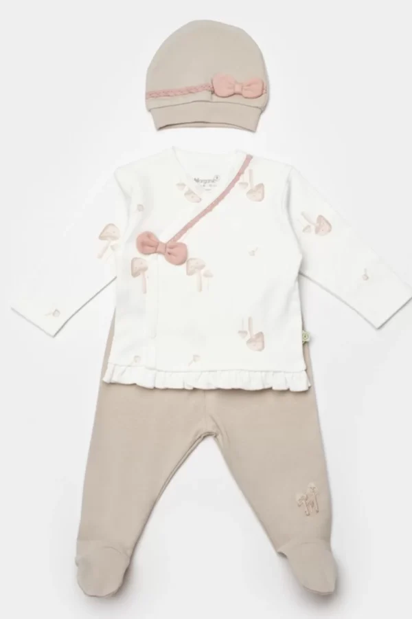 Sweet Lady Bebek 3'lü Zıbın Takım  Light Beige