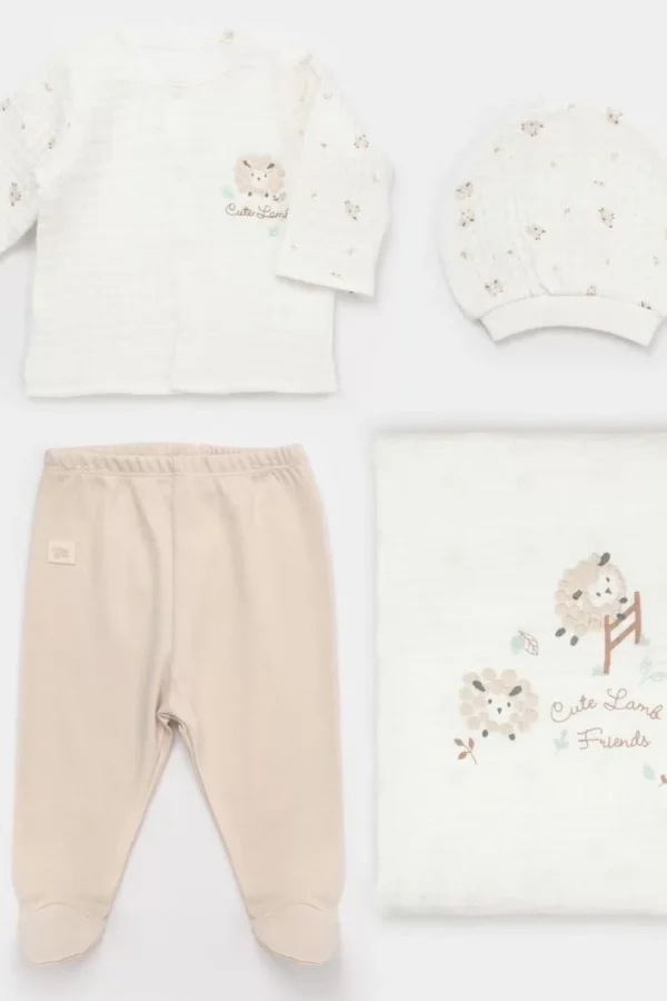 Lamb Friends Battaniyeli Tüllü 4'lü Set  Bej