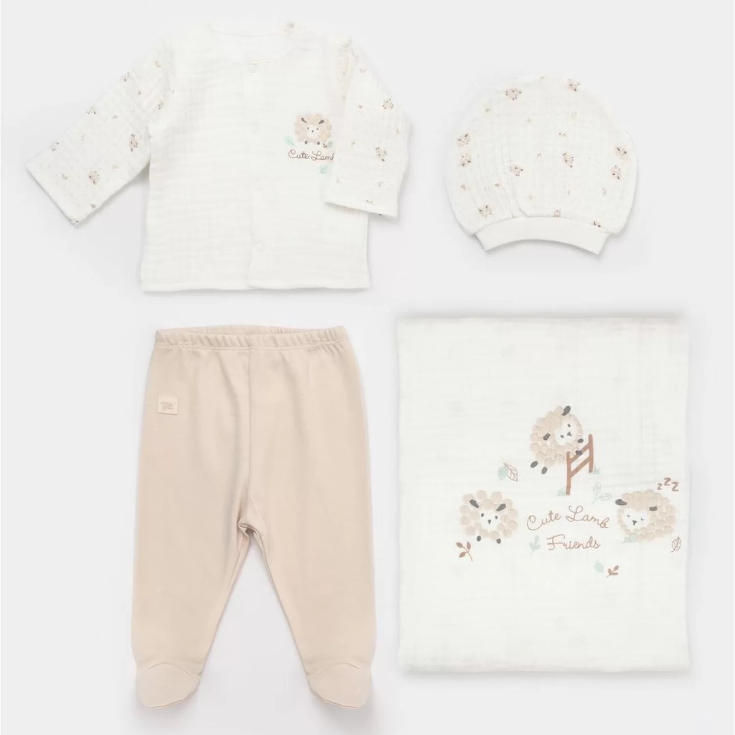 Lamb Friends Battaniyeli Tüllü 4'lü Set Bej
