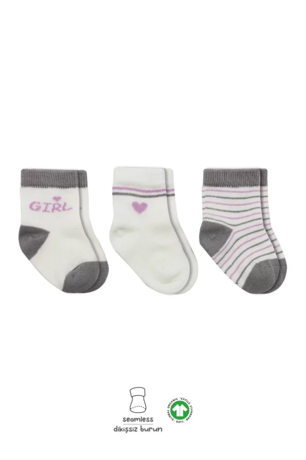 3'lü Penye Boy And Girl Soket Çorap Bs10114 Gri