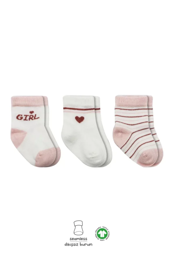 3'lü Penye Boy And Girl Soket Çorap Bs10114 Pembe