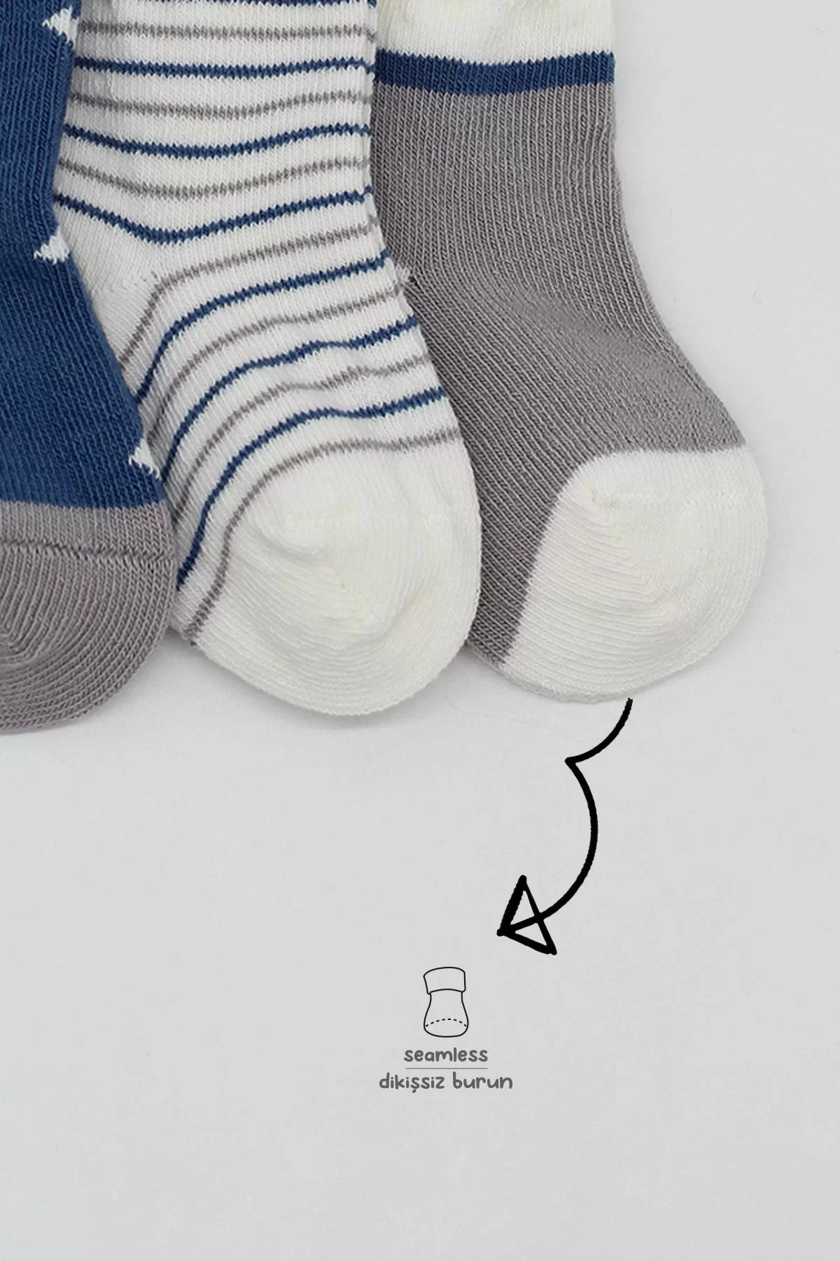3'lü Penye Erkek Soket Çorap Bs10111 İndigo - Görsel 3