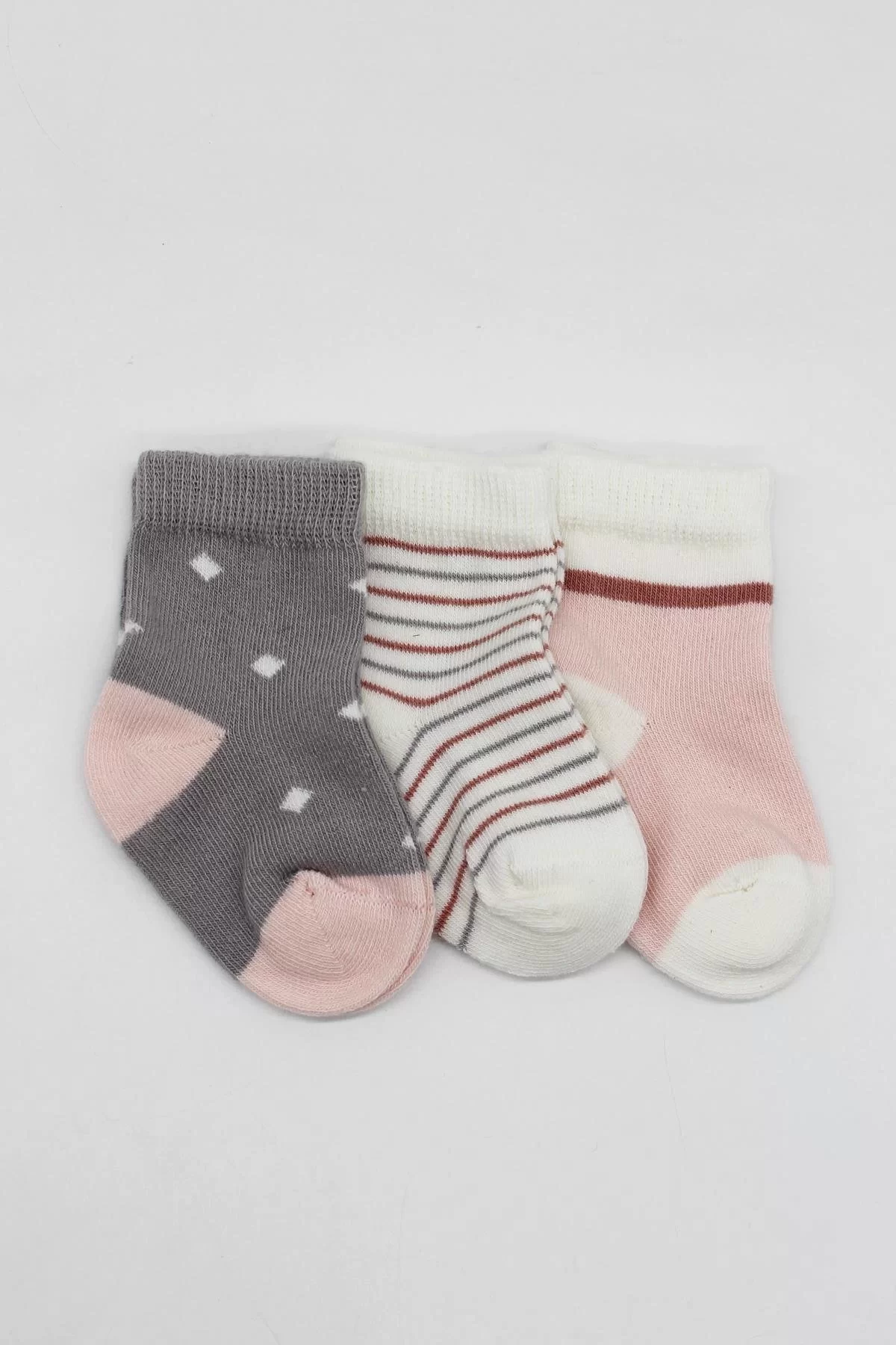 3'lü Penye Kız Soket Çorap Bs10112 Gri - Görsel 2