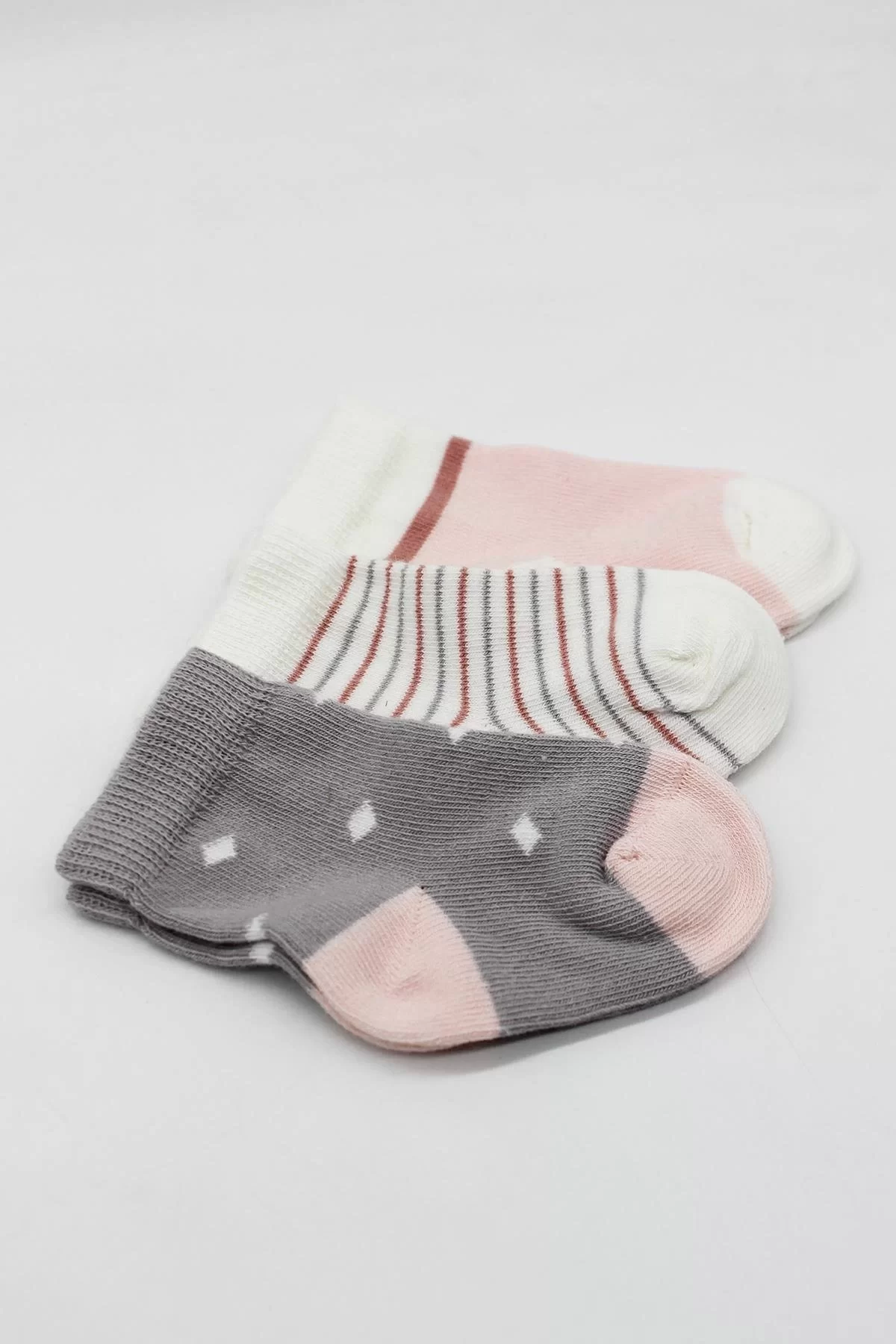 3'lü Penye Kız Soket Çorap Bs10112 Gri - Görsel 4