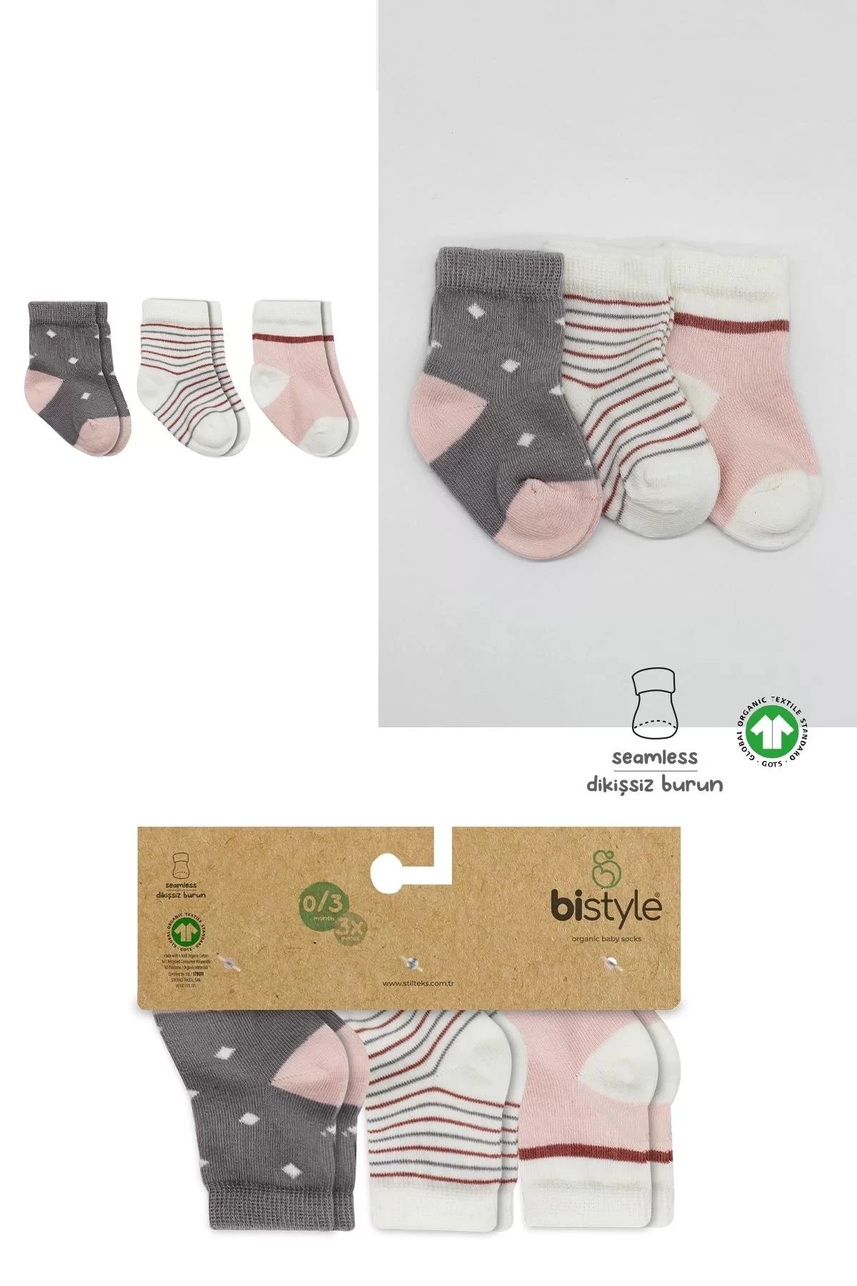 3'lü Penye Kız Soket Çorap Bs10112 Gri - Görsel 5