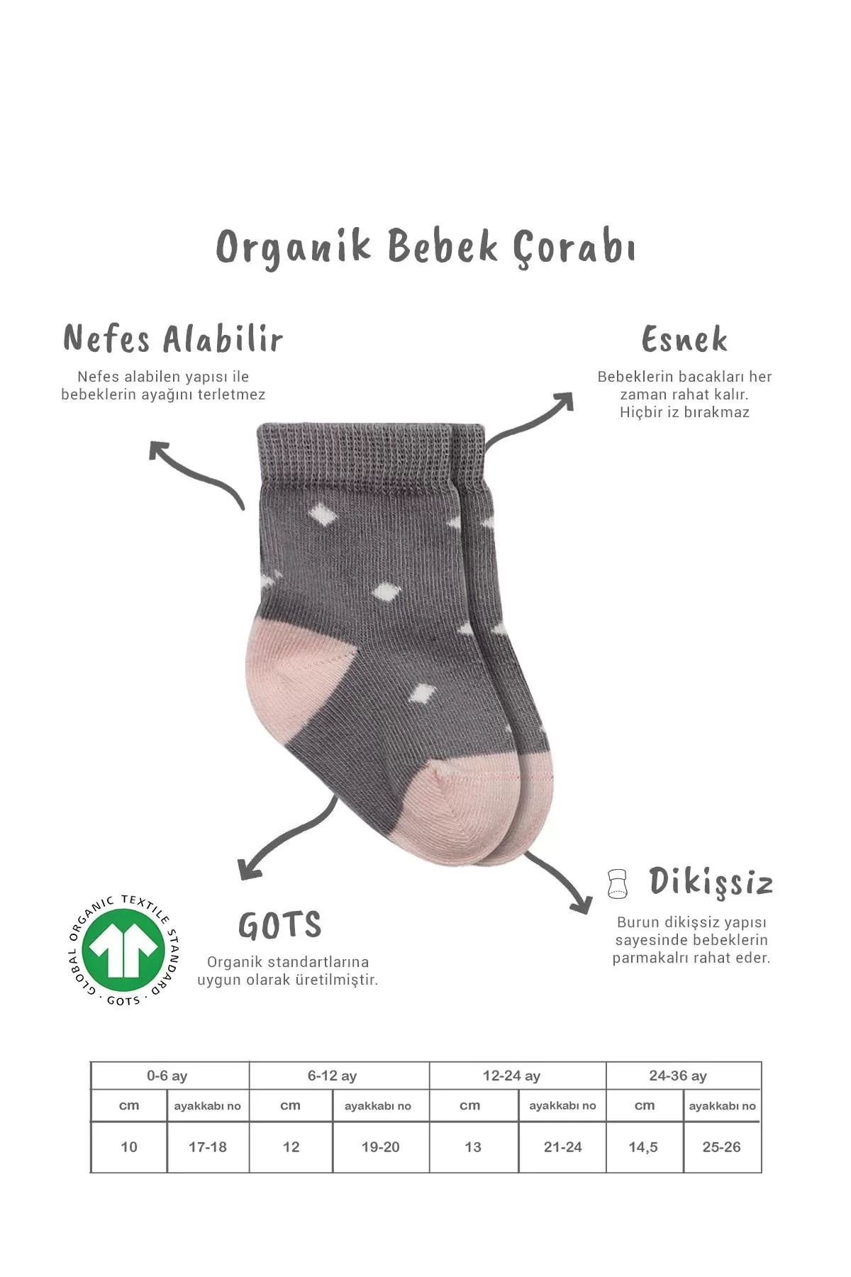 3'lü Penye Kız Soket Çorap Bs10112 Gri - Görsel 6