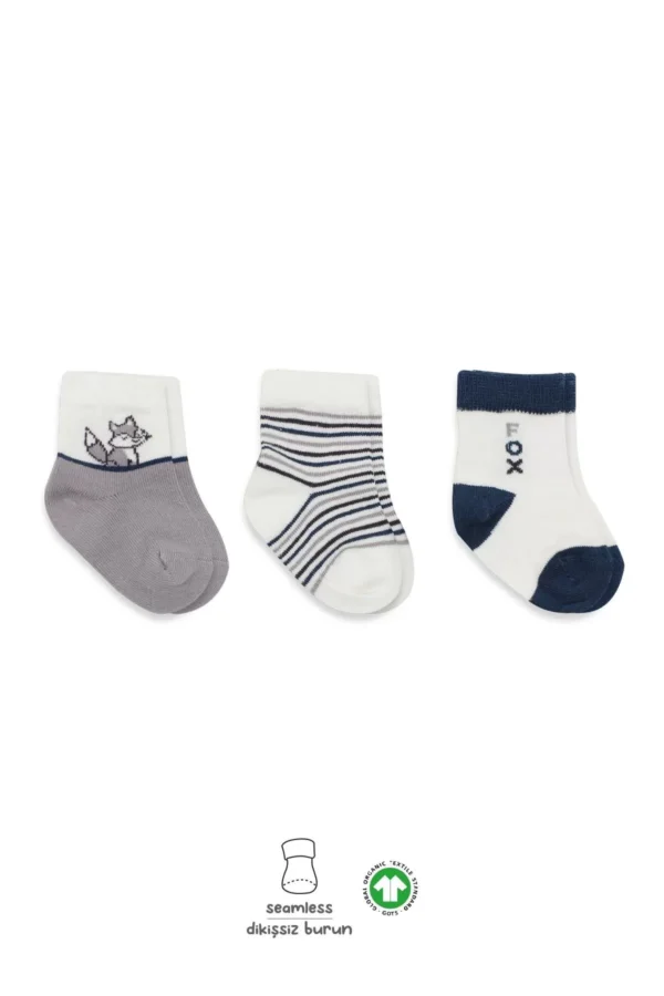3'lü Penye Soket Çorap Bs10109 Gri