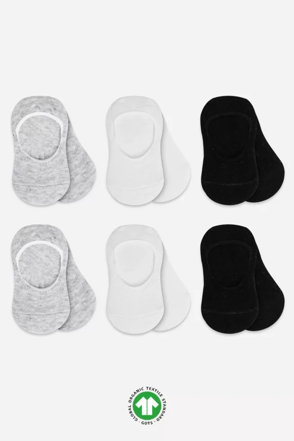 6'lı Silikonlu Babet Penye Çorap Bs30101b Gri Beyaz Siyah