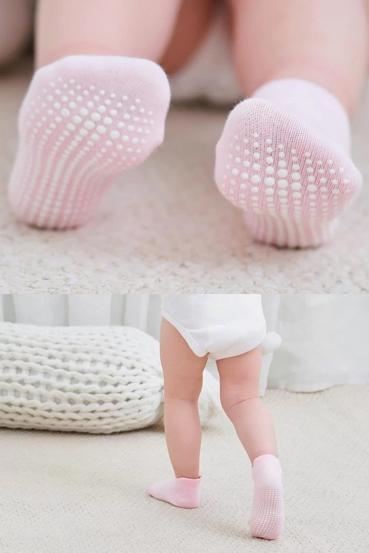 6'lı Sneakers Kaymaz Penye Çorap Bs20102 Gül Kurusu - Görsel 5