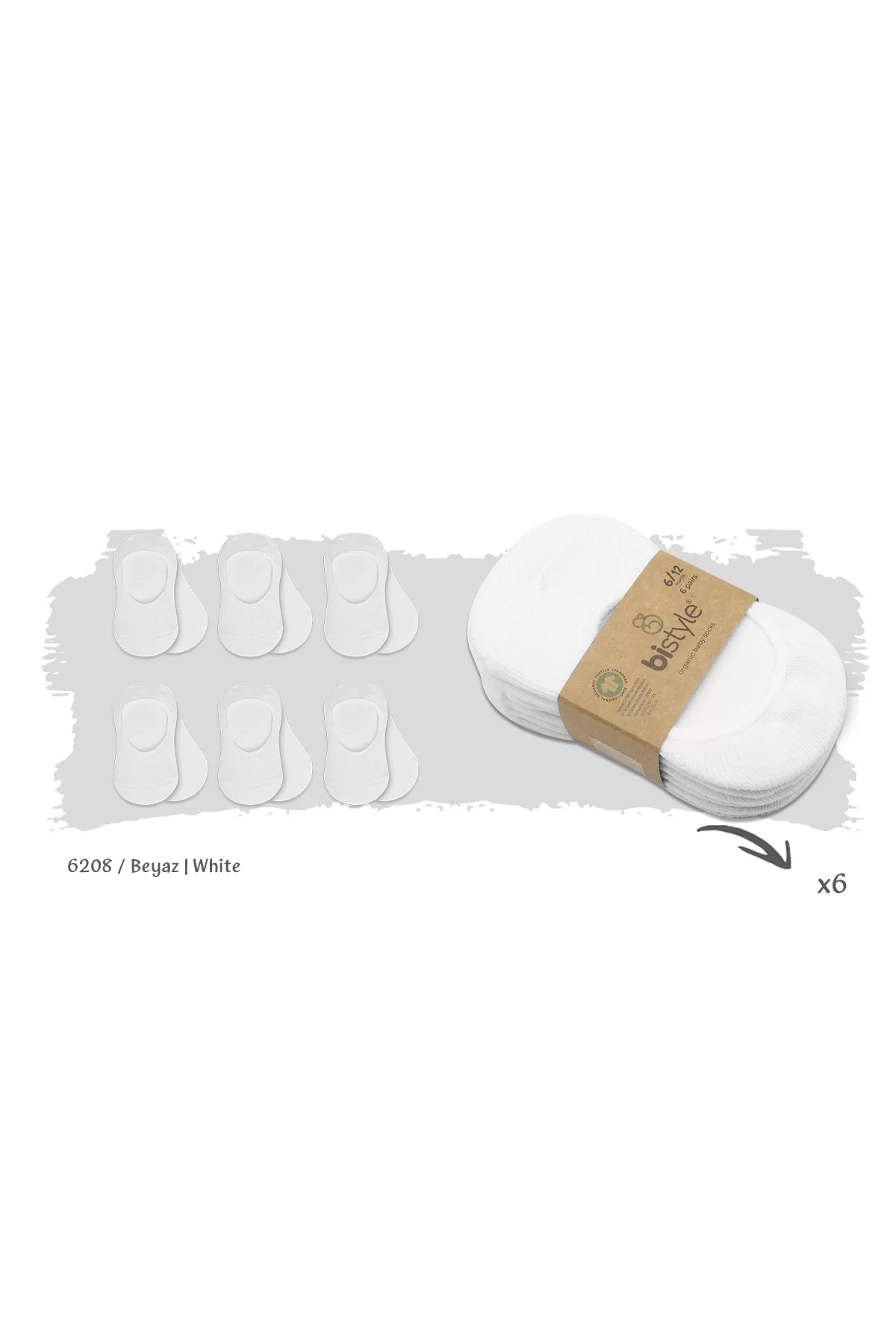 6lı Silikonlu Babet Çorap Beyaz - Görsel 3