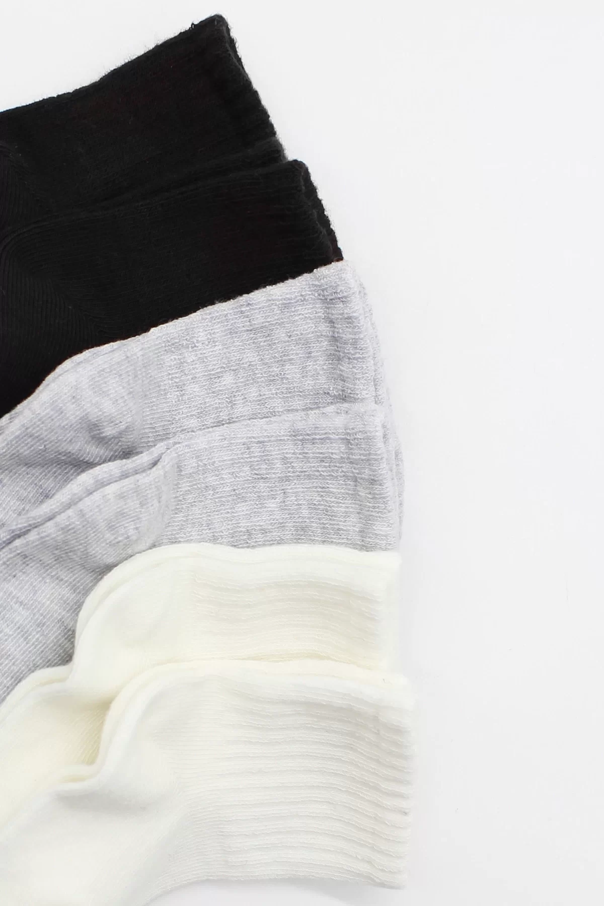 6lı Penye Düz Soket Çorap Ekru Gri Siyah - Görsel 5