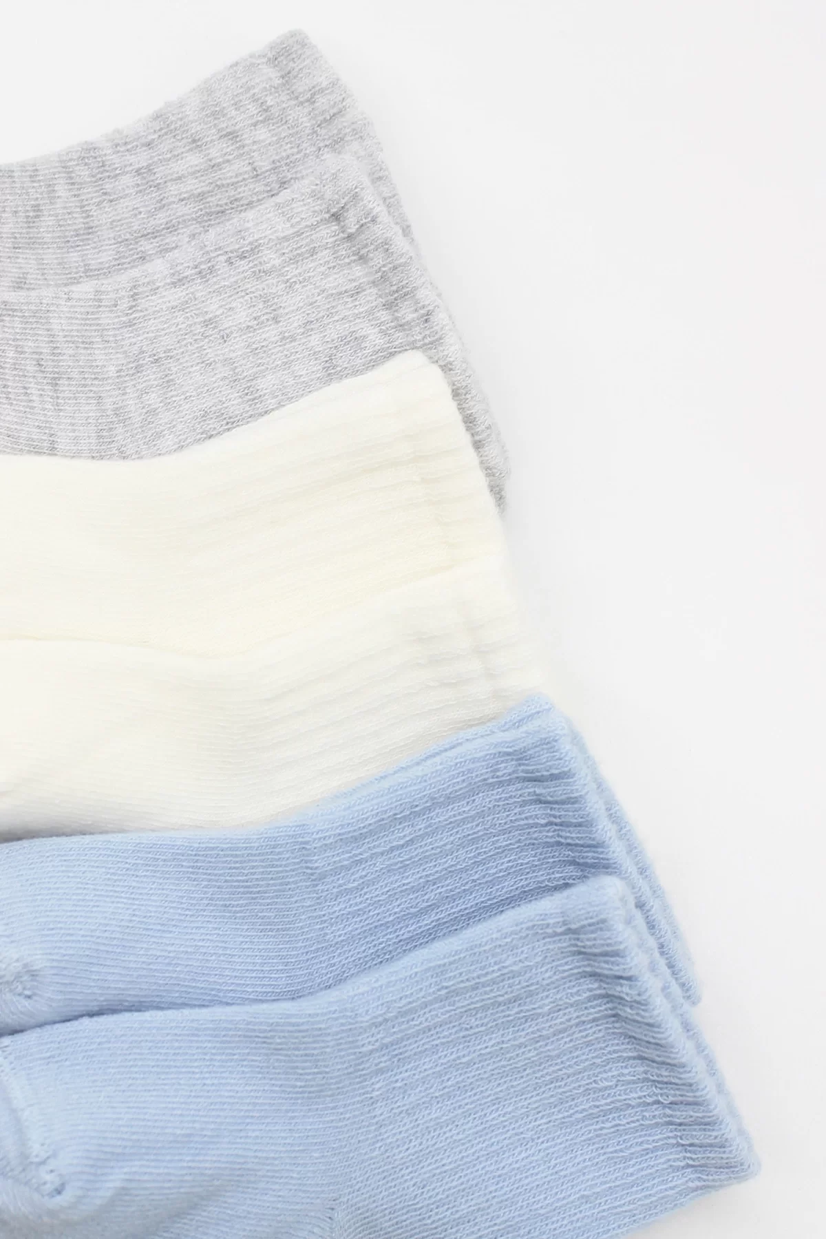6lı Penye Düz Soket Çorap Mavi Ekru - Görsel 11