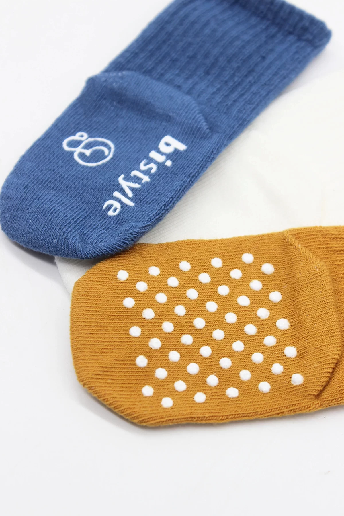 Kaymaz Penye Soket Çorap 3'lü İndigo Ekru Hardal - Görsel 4