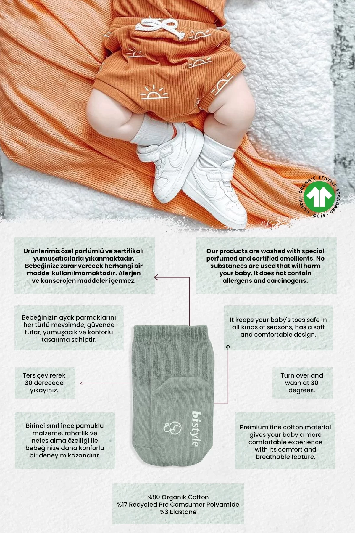 Kaymaz Penye Soket Çorap 3'lü Nil Ekru Bej - Görsel 12