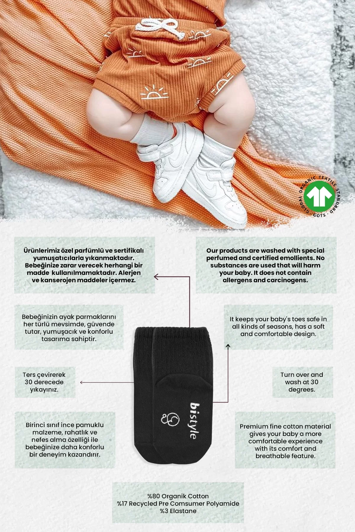 Kaymaz Penye Soket Çorap 3'lü Siyah Ekru Gri - Görsel 12