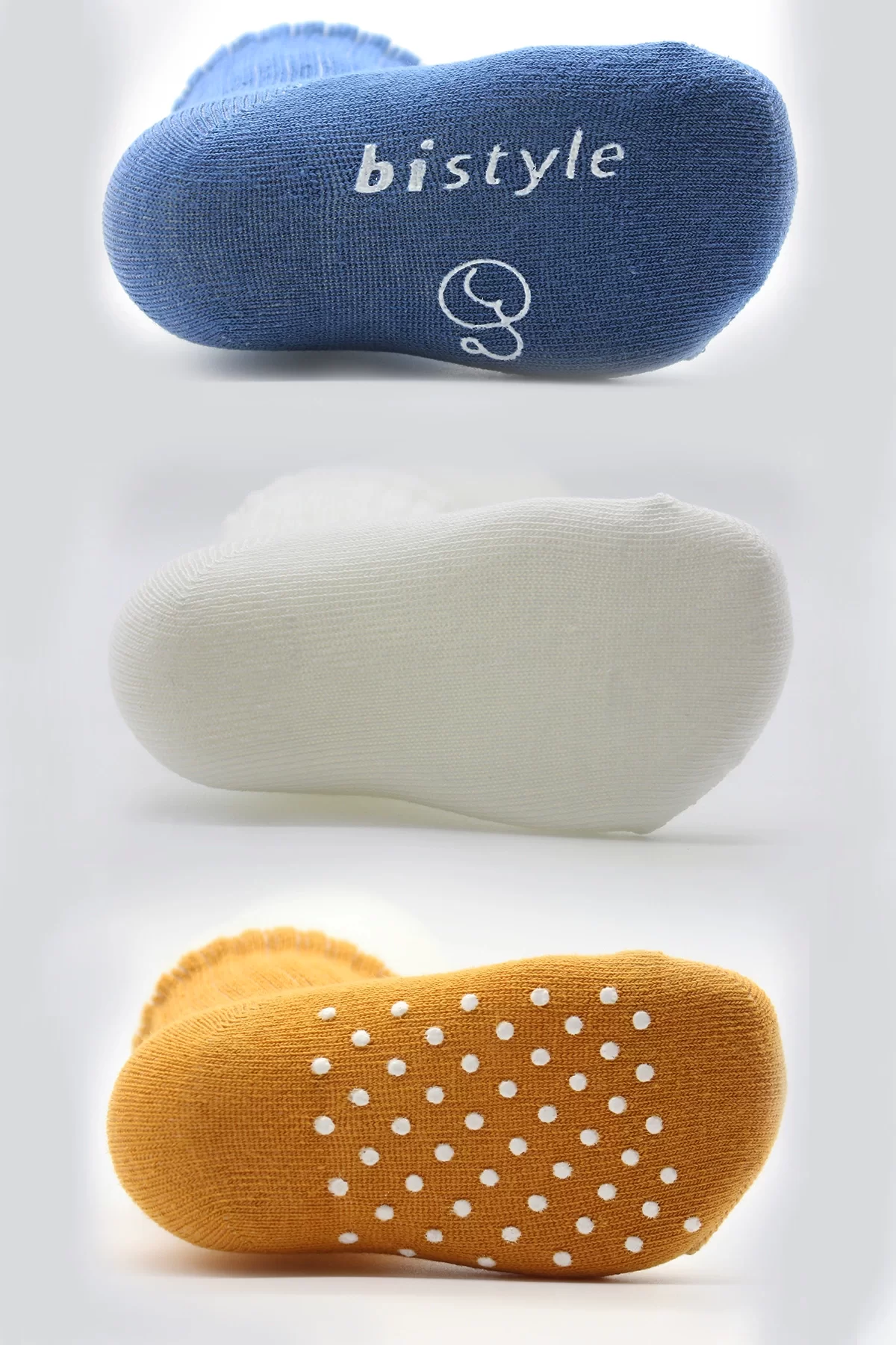 Basic Kaymaz Penye Soket Çorap 3'lü Bs10107 İndigo Ekru Hardal - Görsel 3