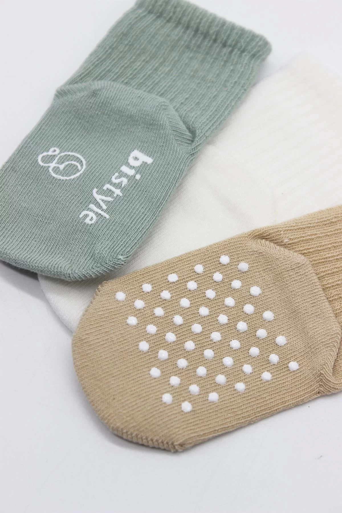 Basic Kaymaz Penye Soket Çorap 3'lü Bs10107 Nil Ekru Bej - Görsel 3