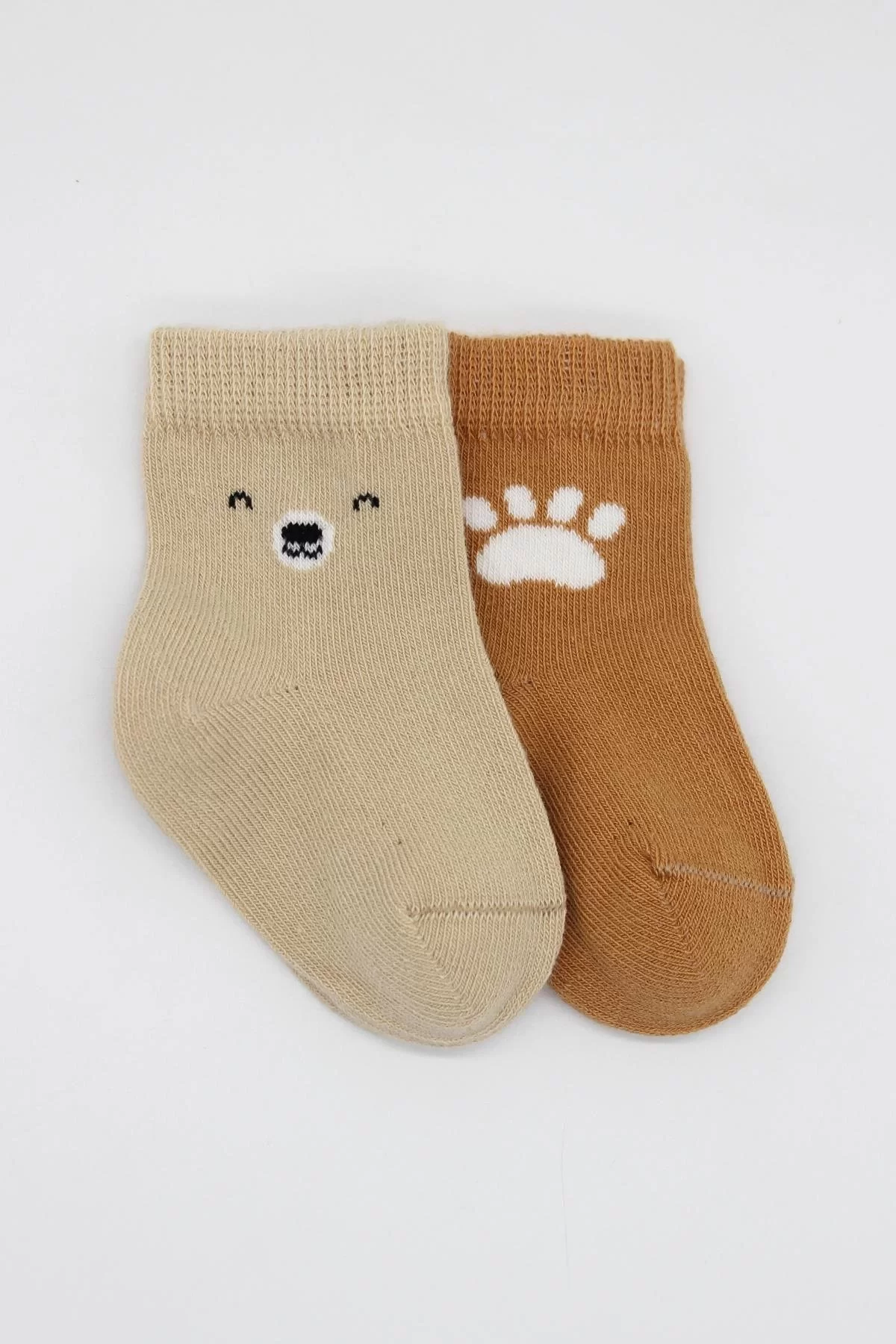 Bear Penye Soket Çorap 2'li Bej - Görsel 2
