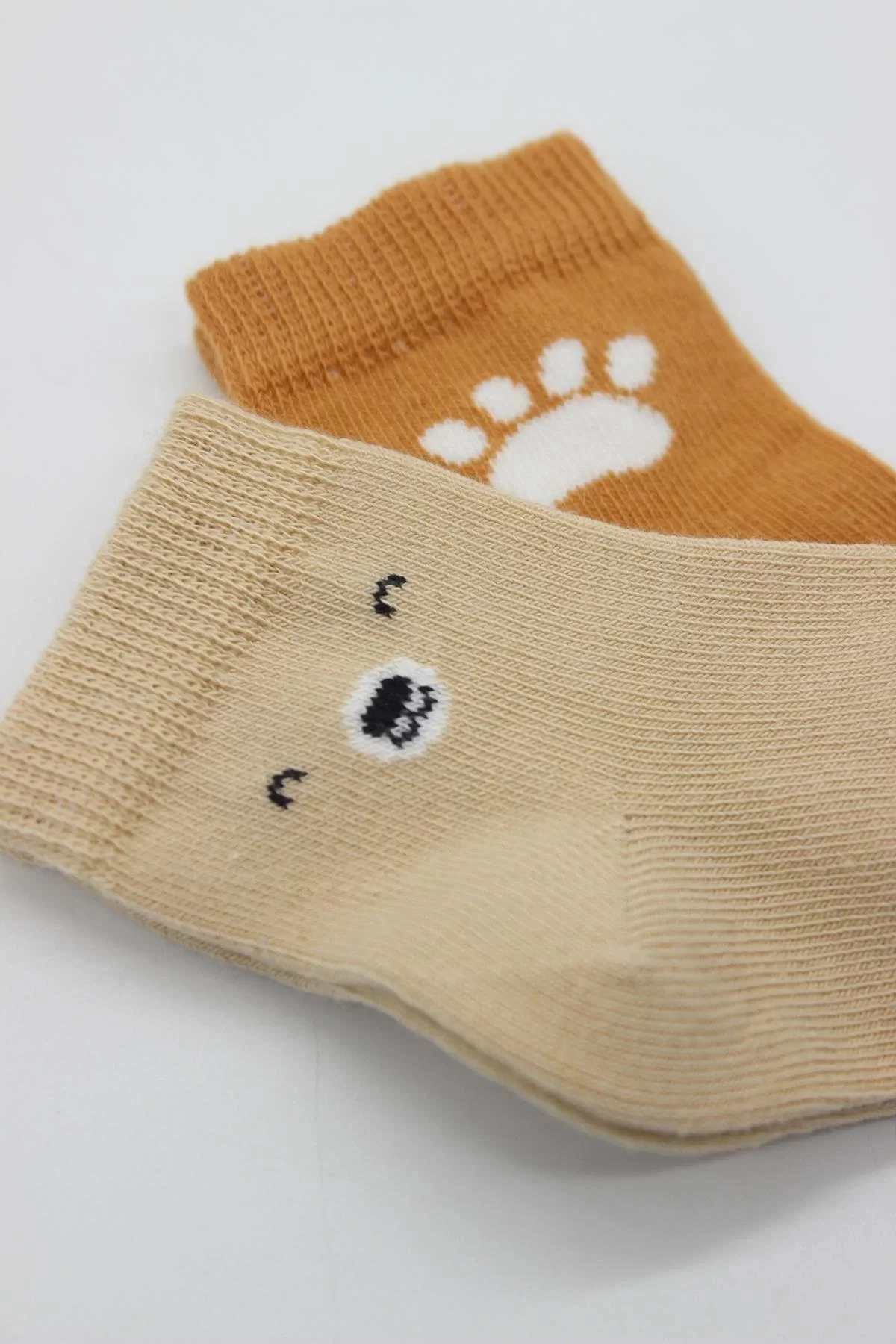 Bear Penye Soket Çorap 2'li Bej - Görsel 4