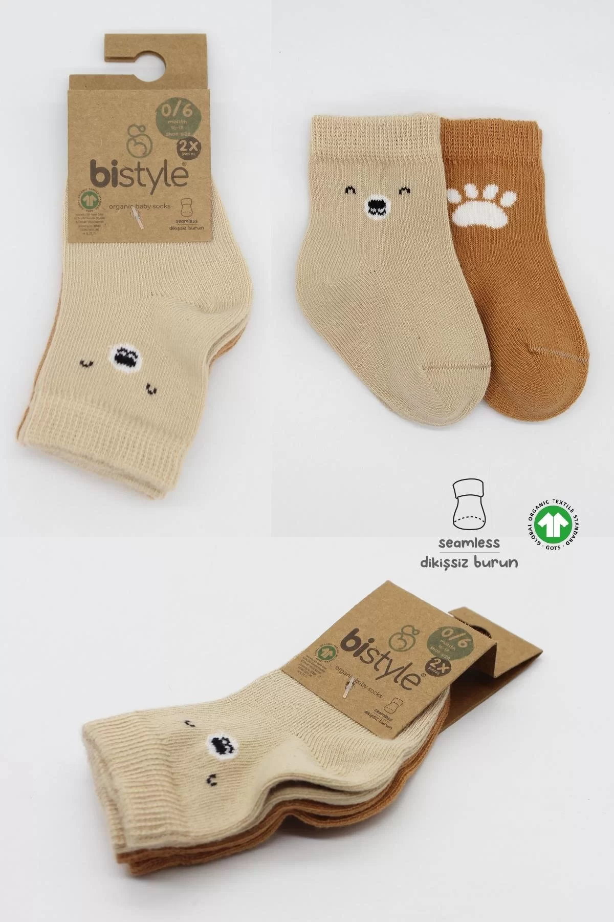 Bear Penye Soket Çorap 2'li Bej - Görsel 11
