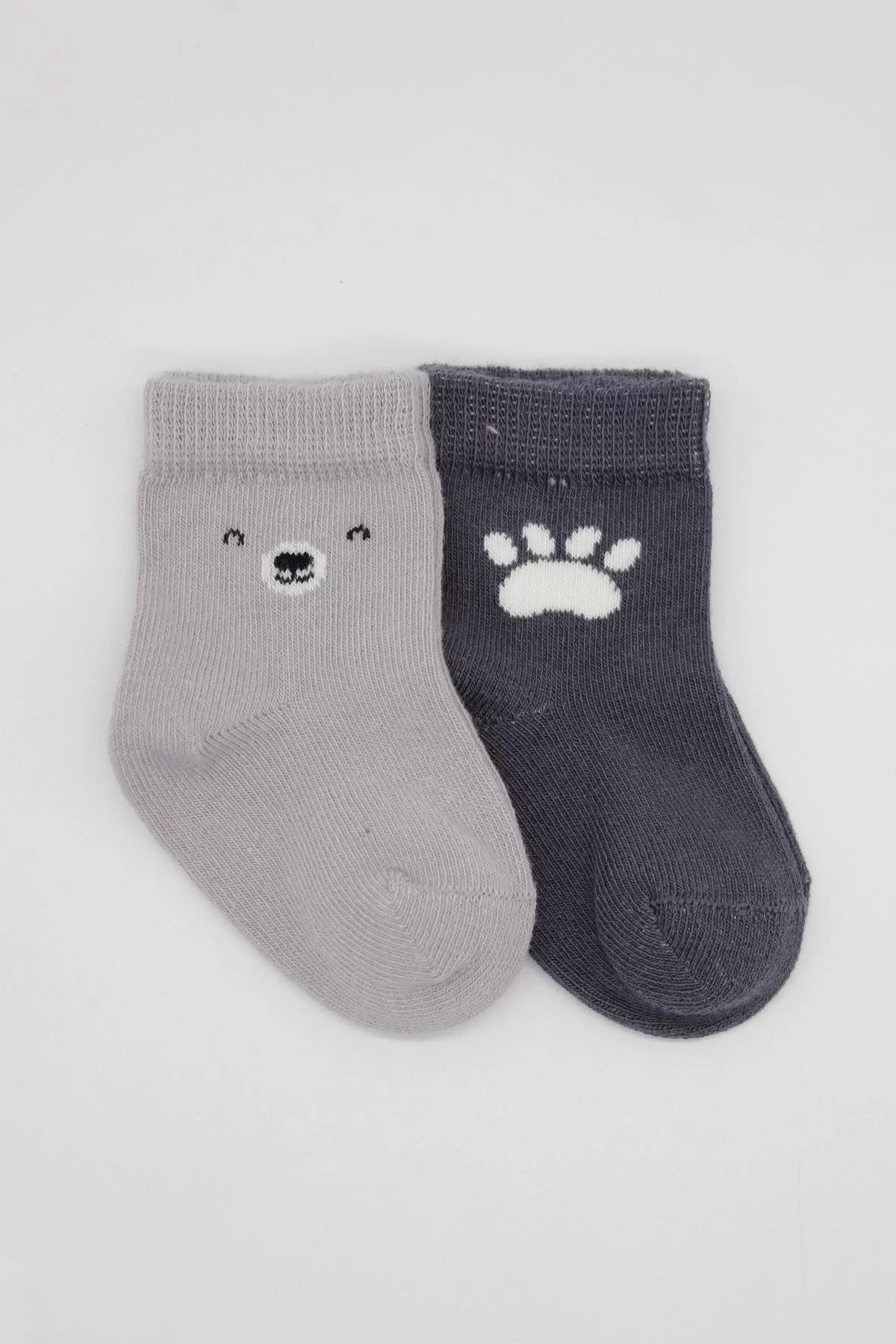 Bear Penye Soket Çorap 2'li Gri - Görsel 2