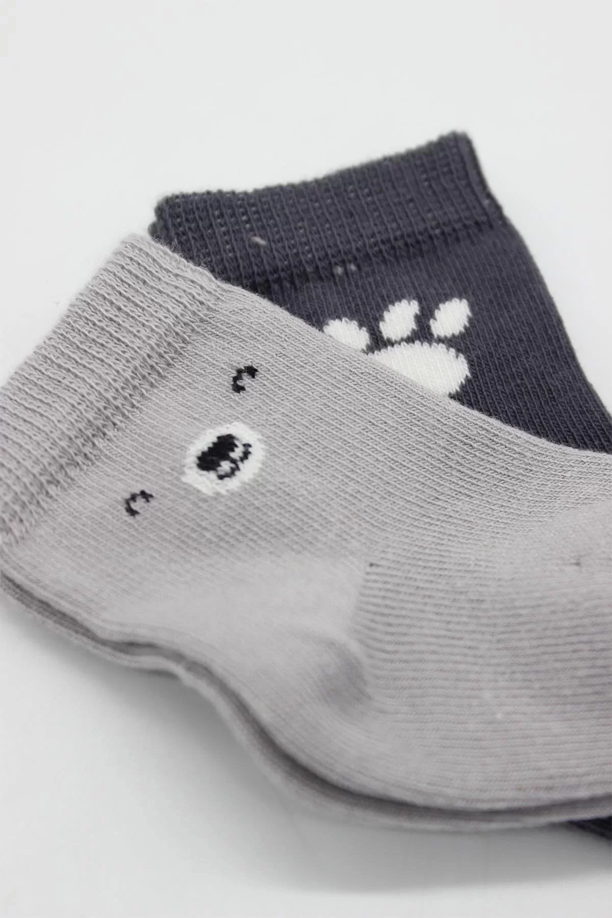 Bear Penye Soket Çorap 2'li Gri - Görsel 10