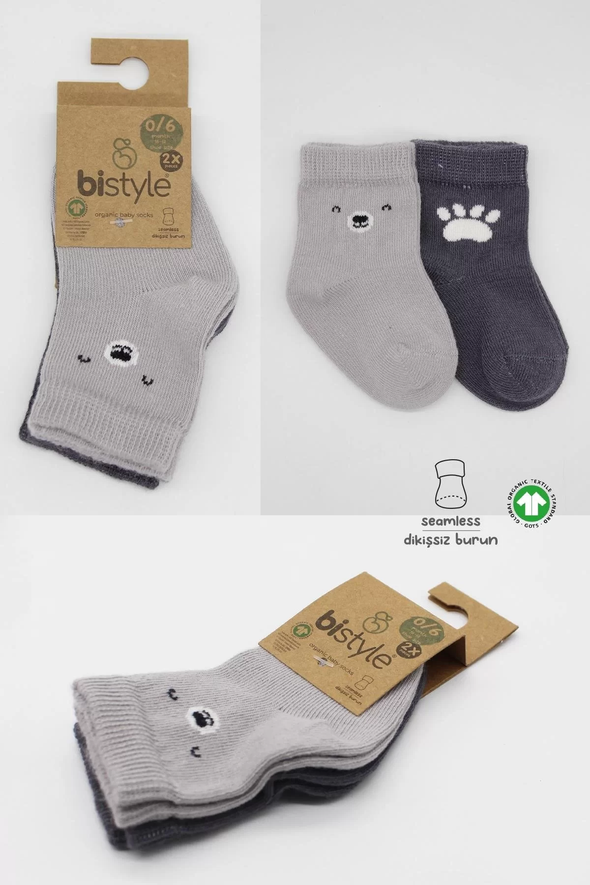 Bear Penye Soket Çorap 2'li Gri - Görsel 11
