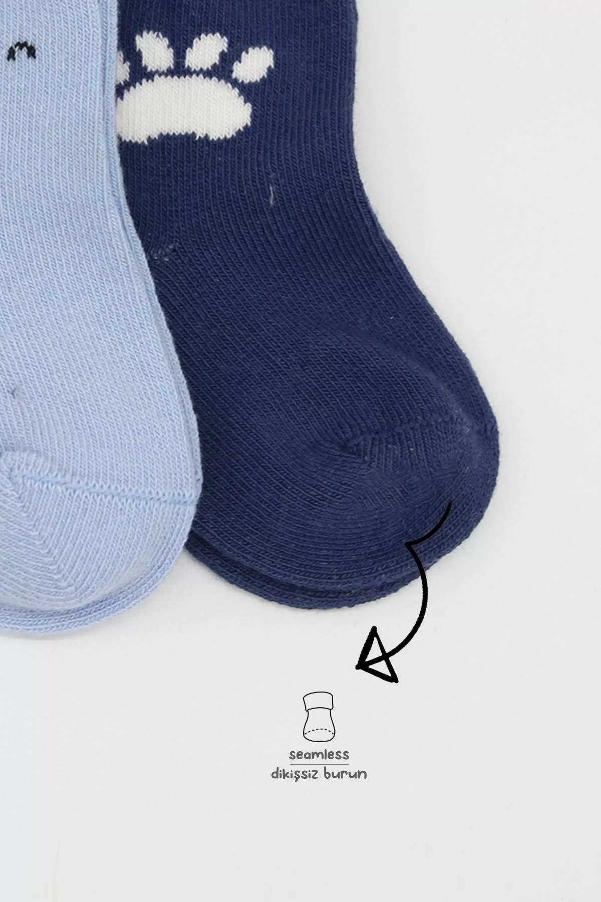 Bear Penye Soket Çorap 2'li Mavi - Görsel 3