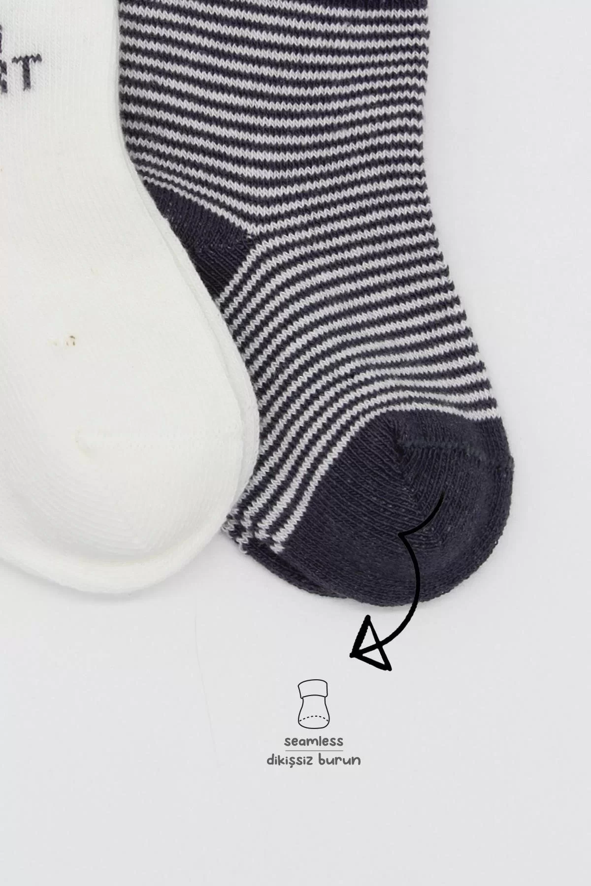 Big Heart Penye Soket Çorap 2'li Antrasit - Görsel 3