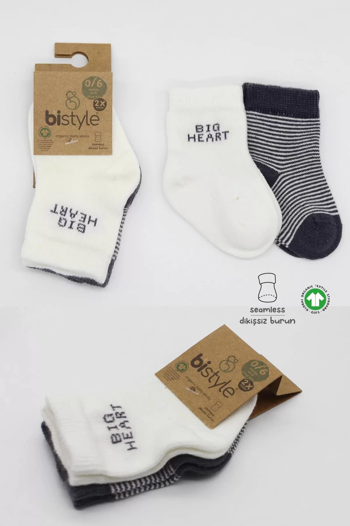 Big Heart Penye Soket Çorap 2'li Antrasit - Görsel 11