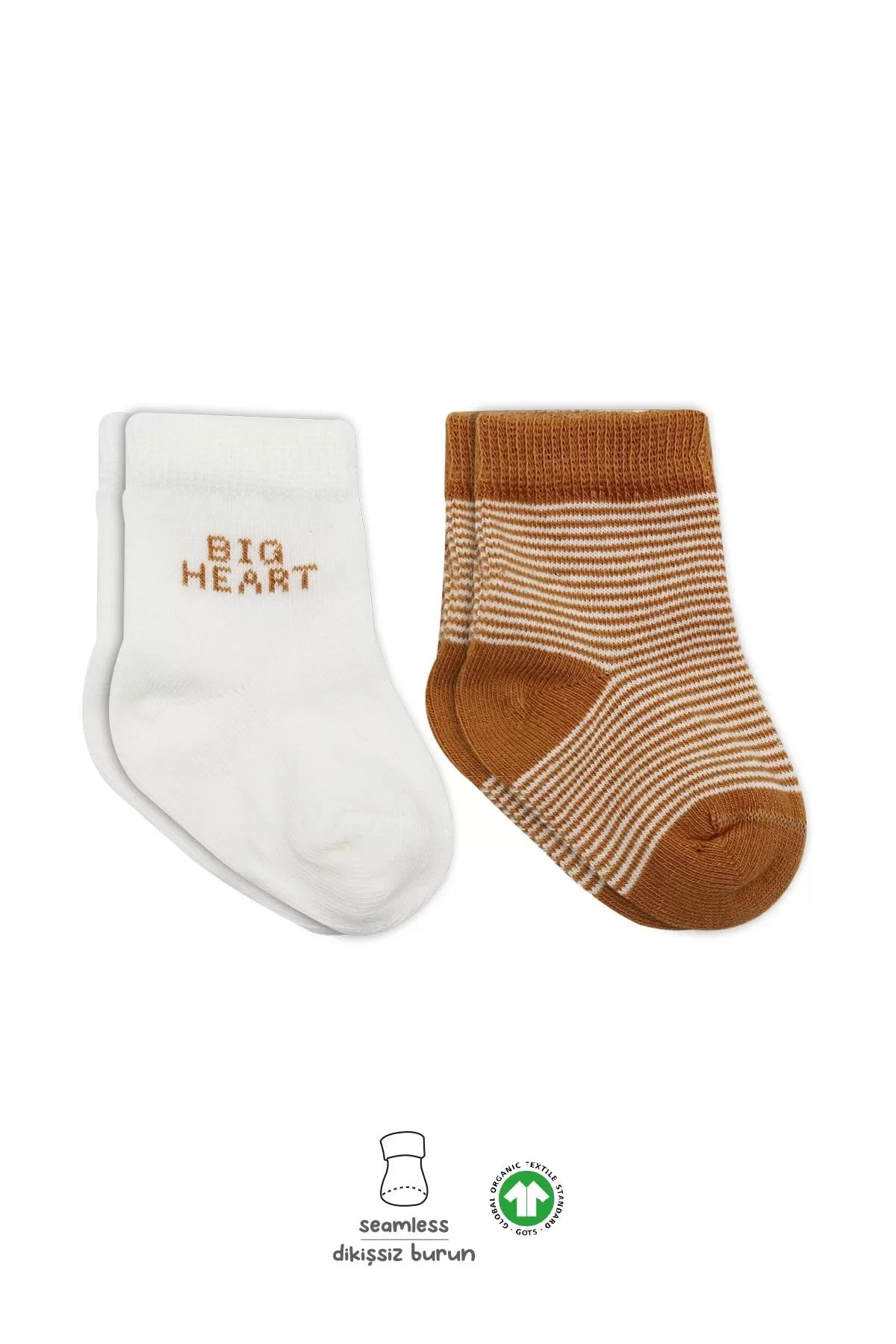 Big Heart Penye Soket Çorap 2'li Hardal - Görsel 7