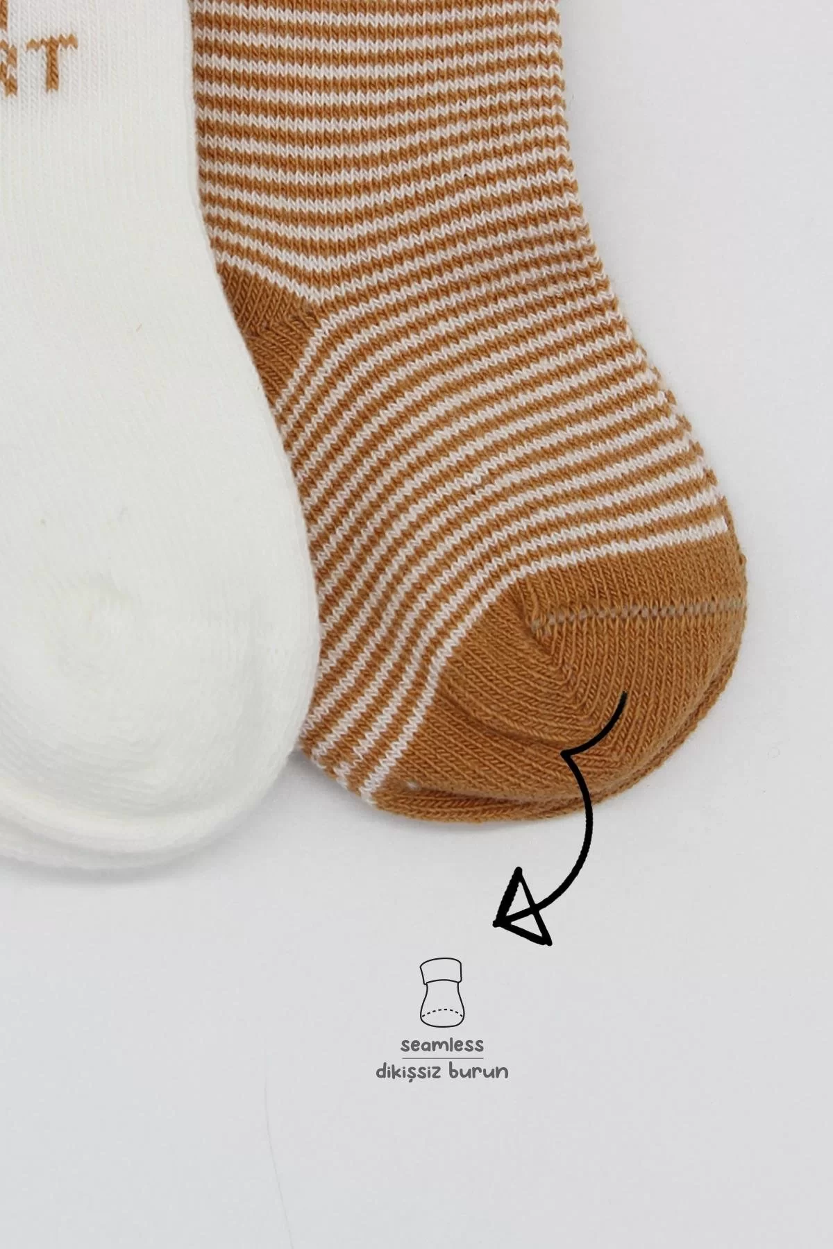 Big Heart Penye Soket Çorap 2'li Hardal - Görsel 9