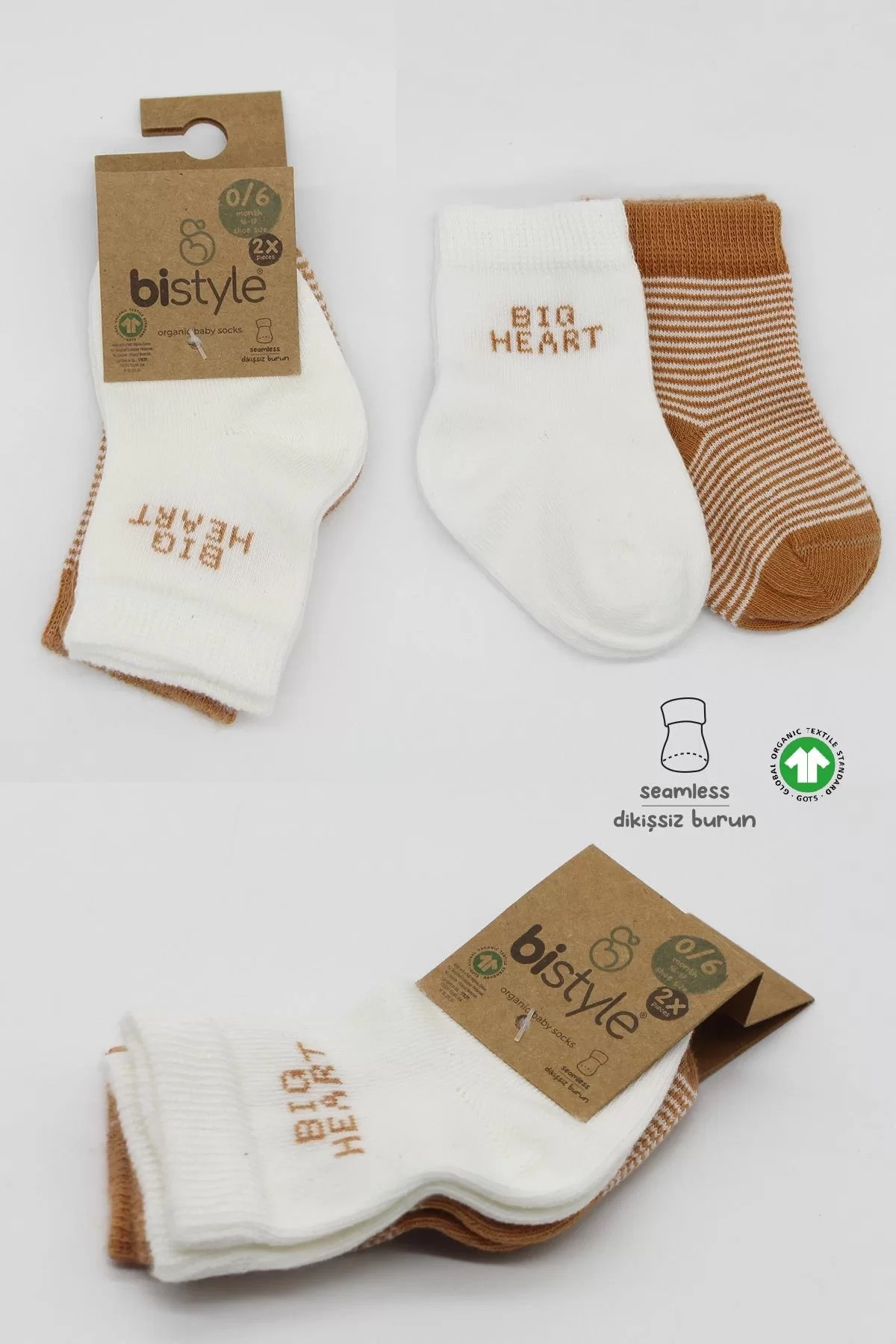 Big Heart Penye Soket Çorap 2'li Hardal - Görsel 5