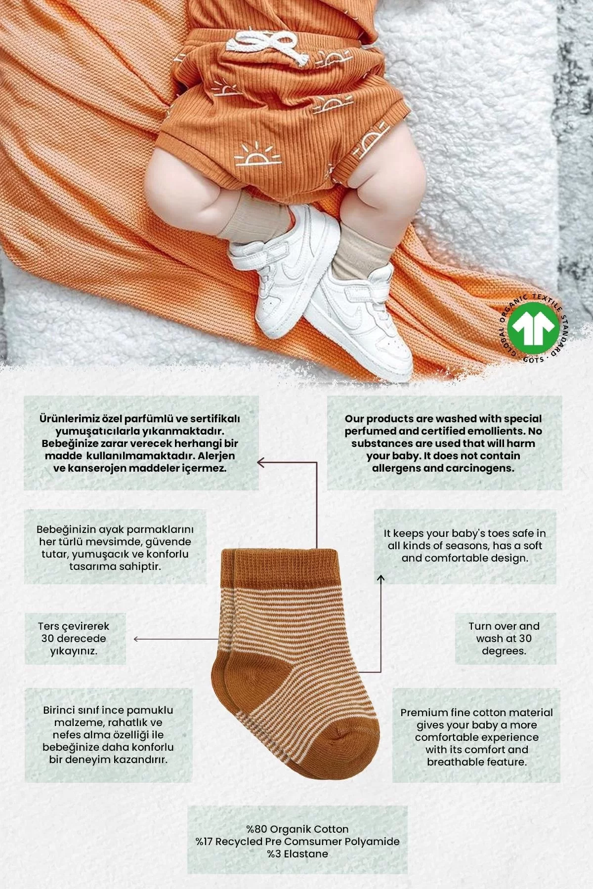 Big Heart Penye Soket Çorap 2'li Hardal - Görsel 12