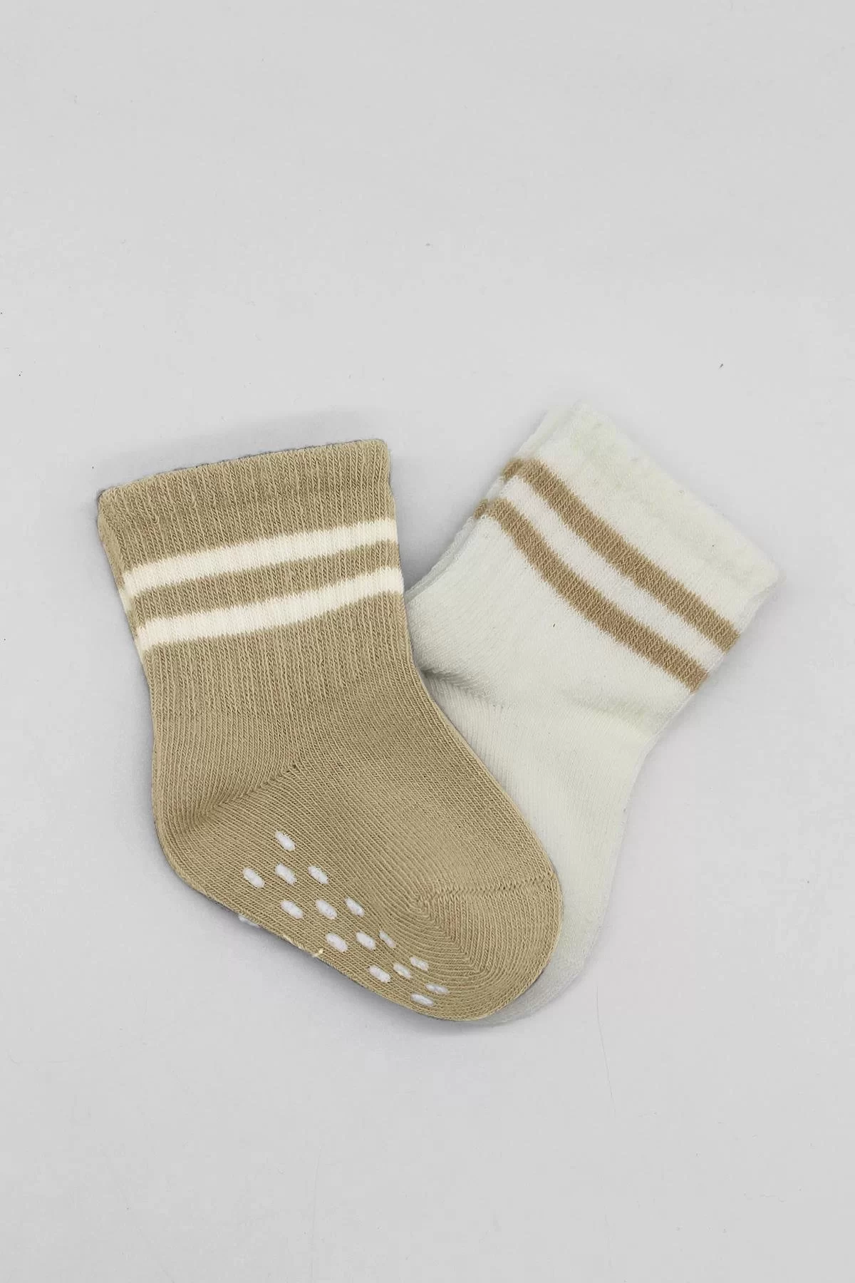Çemberli Kaymaz Soket Çorap 2'li Bej-ekru - Görsel 10